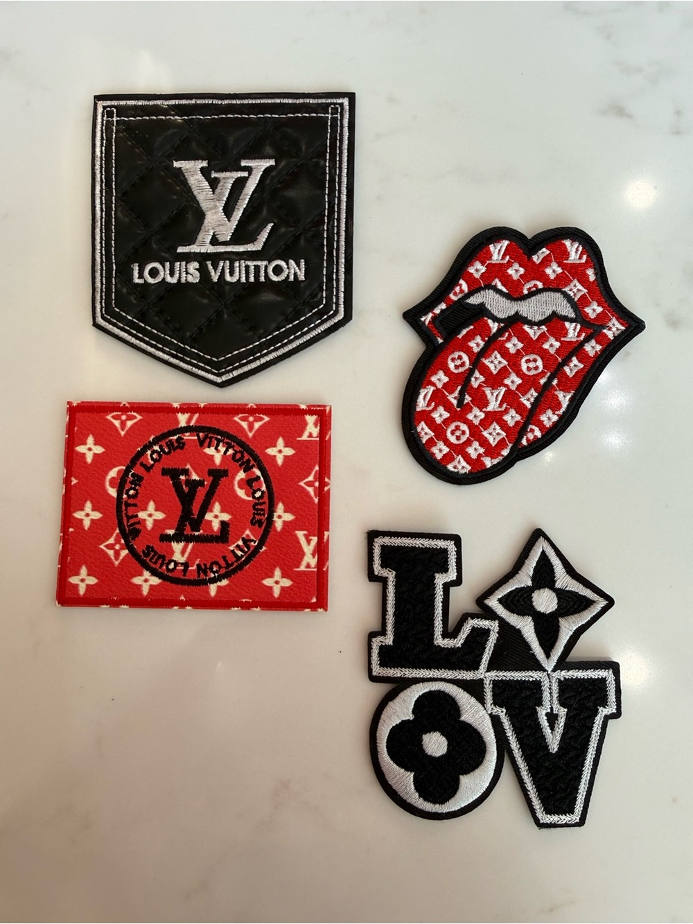 Beautiful Hand Crafted Red & Black Set of Iron On patches.